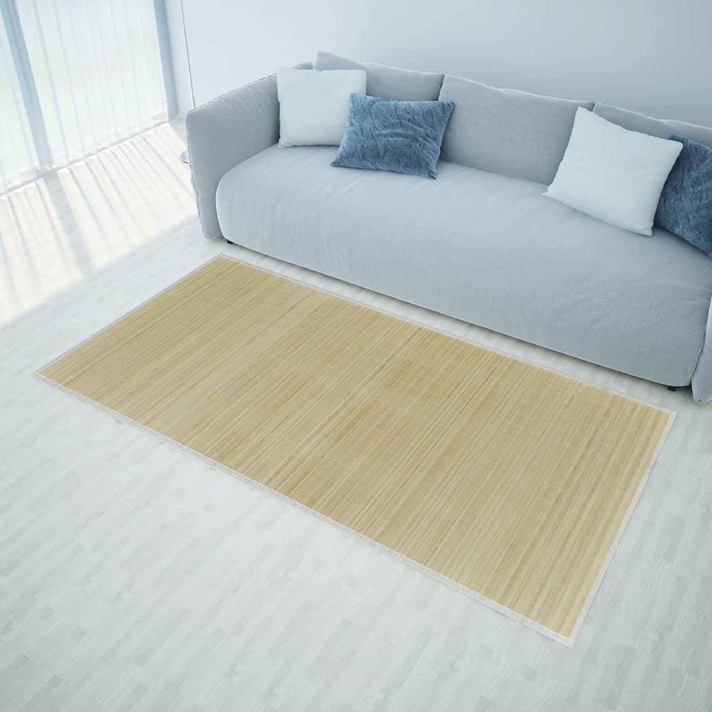 gulvtæppe 80x300 cm rektangulært bambus naturfarvet billede