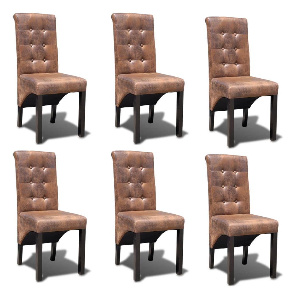 spisebordsstole 6 stk. kunstlæder brun