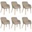 spisebordsstole 6 stk. beige stof massivt egetræ