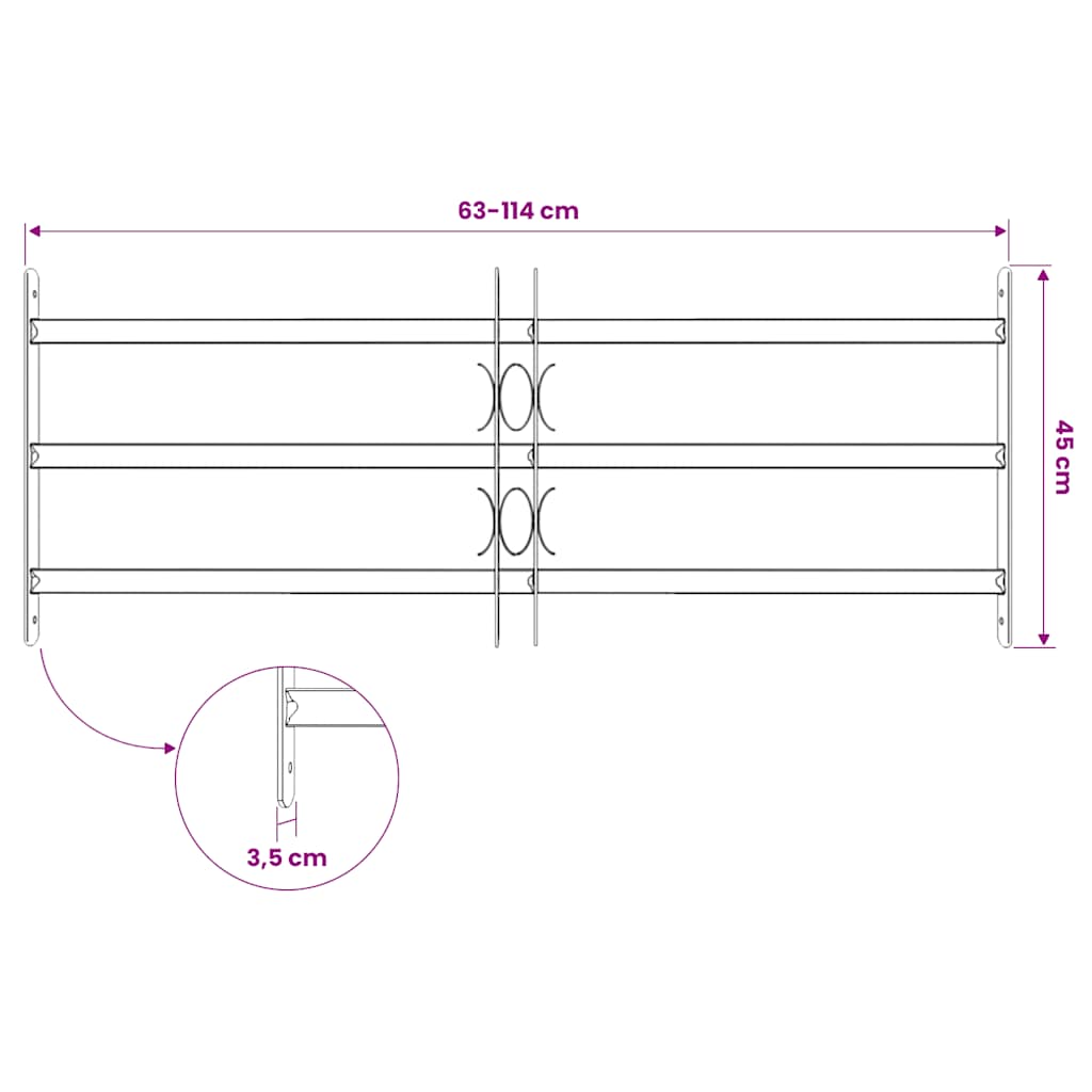 Vinduesgitter 700-1050 mm Galvaniseret stål Sølv