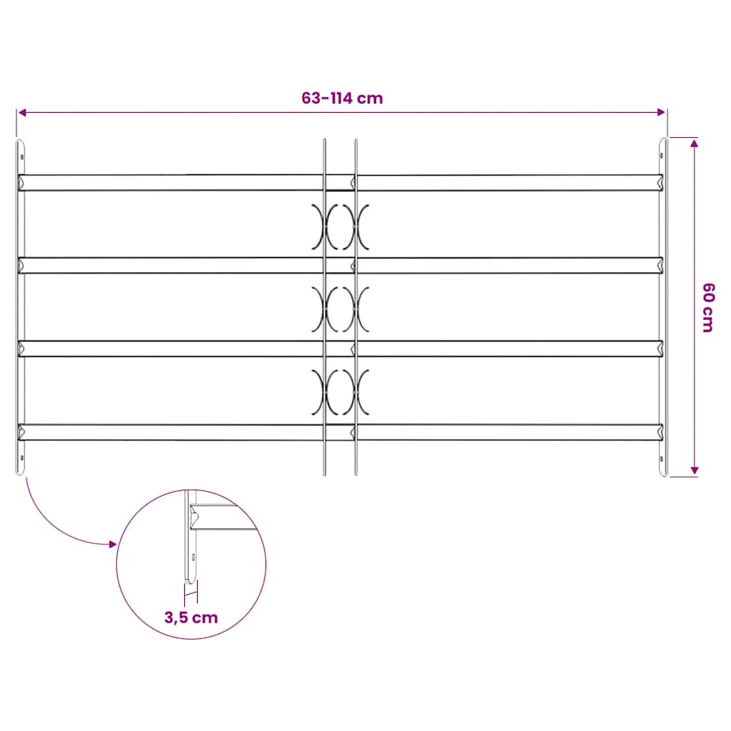 Vinduesgitter 700-1050 mm Galvaniseret stål Sølv