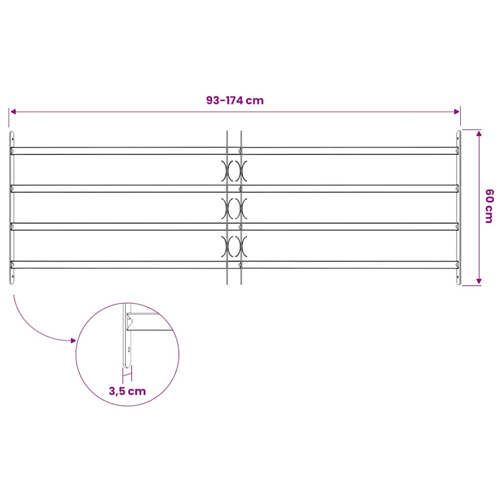 Vinduesgitter 1000-1500 mm Galvaniseret stål Sølv