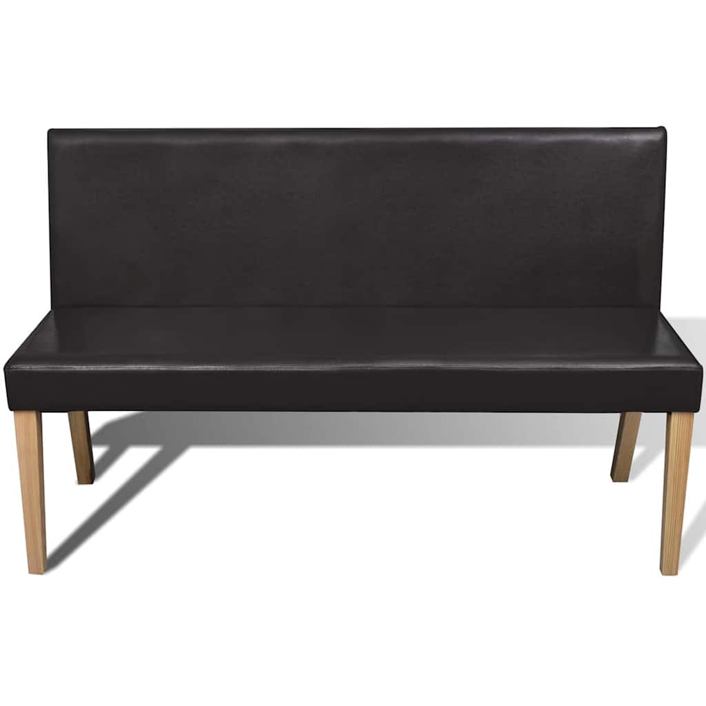 bænk 139,5 cm kunstlæder brun