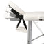 Cremefarvet sammenfoldeligt massagebord med aluminiumsstel,3 zoner