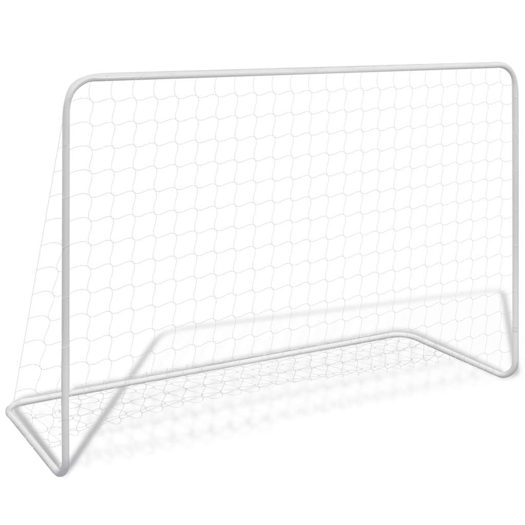 fodboldmål med net 182 x 61 x 122 cm stål hvid billede