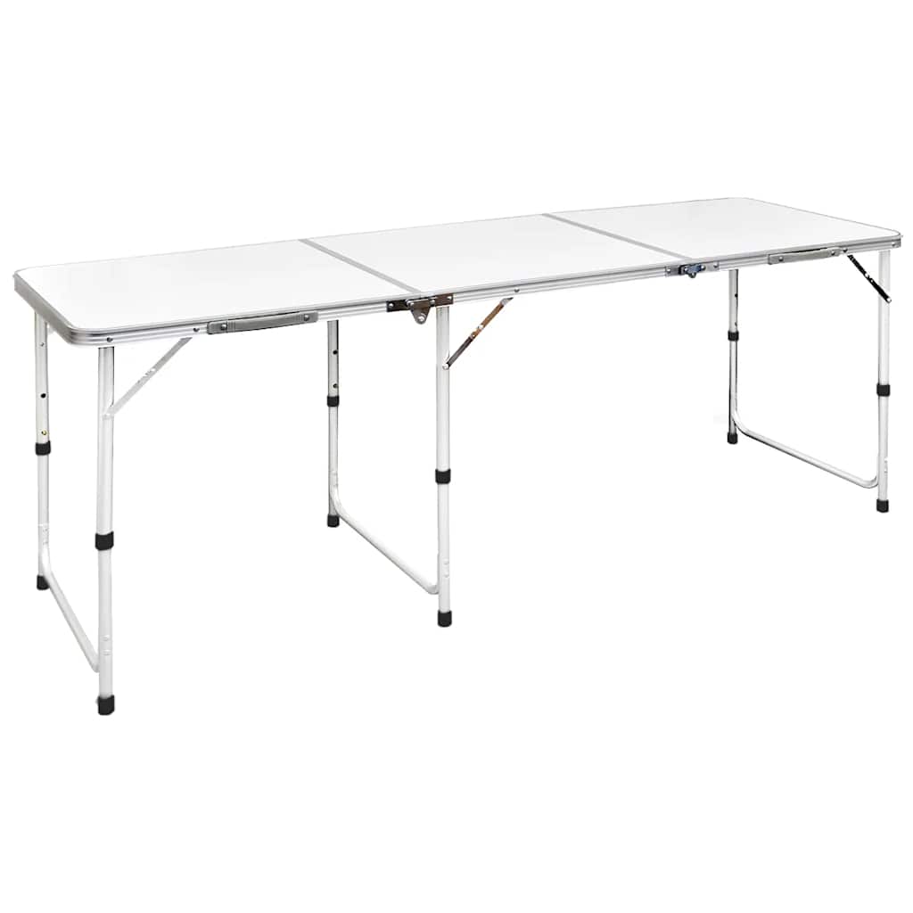 Sammenfoldeligt højdejusterbart camping bord i aluminium, 180 x 60 cm billede