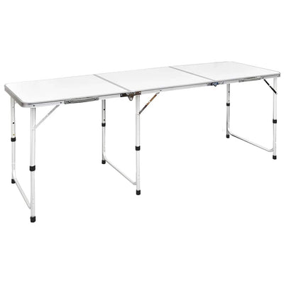 Sammenfoldeligt højdejusterbart camping bord i aluminium, 180 x 60 cm