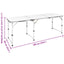Sammenfoldeligt højdejusterbart camping bord i aluminium, 180 x 60 cm