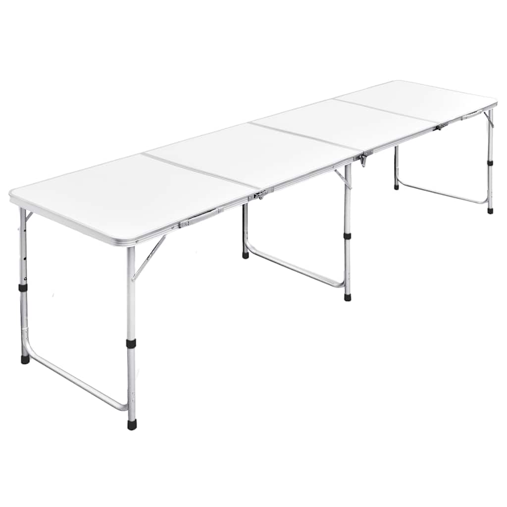 sammenklappeligt campingbord justérbart aluminium 240 x 60 cm billede
