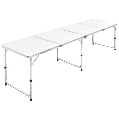 sammenklappeligt campingbord justérbart aluminium 240 x 60 cm
