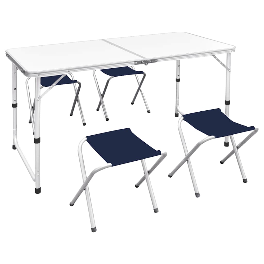 campingbord og 4 klapstole højdejustérbart 120 x 60 cm billede
