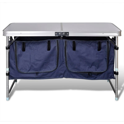 sammenklappeligt campingbord med aluminiumstel