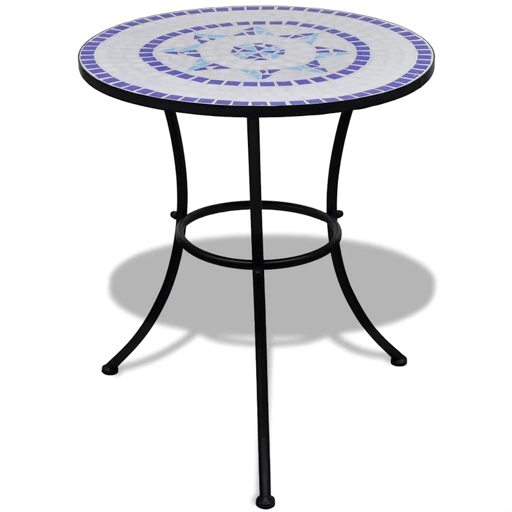 bistrobord 60 cm mosaik blå og hvid billede