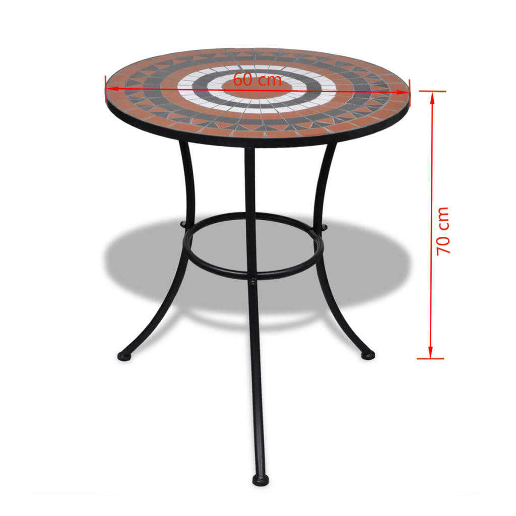 bistrobord 60 cm mosaik terracotta og hvid
