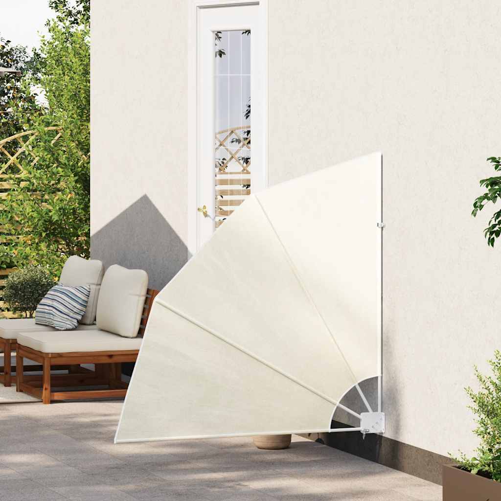 sammenklappelig sidemarkise til altan cremefarvet 140 x 140 cm