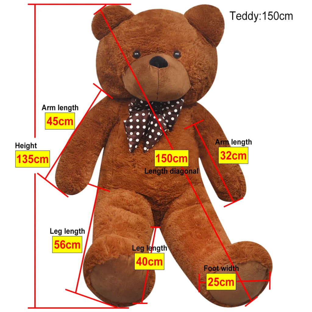 blød plysbamse XXL 135 cm brun