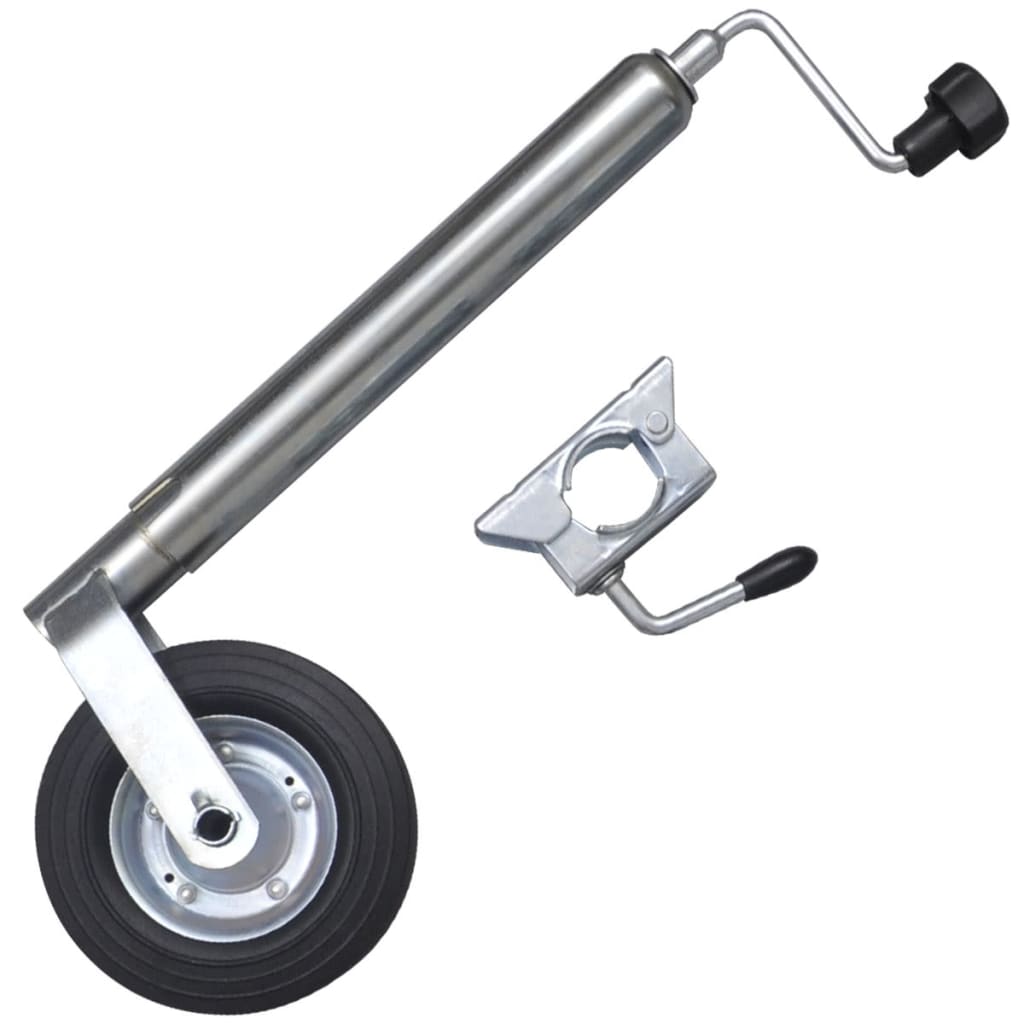 Støttehjul 48 mm med splitklemme - galvaniseret stål, 200 mm hjul