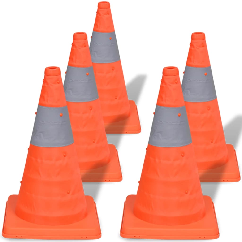 Sammenklappelige trafikkegler 42 cm - sæt med 5