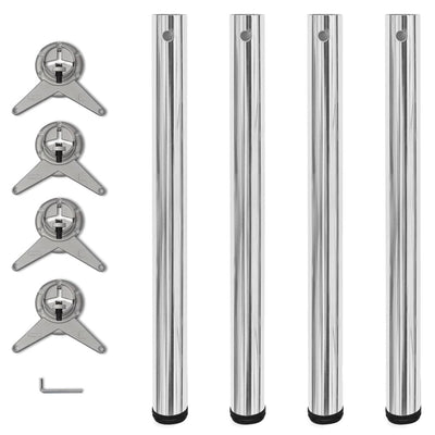 4 bordben, justerbar højde, krom, 710 mm