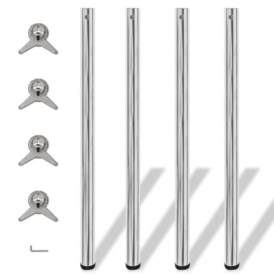 4 bordben, justerbar højde, krom, 1.100 mm