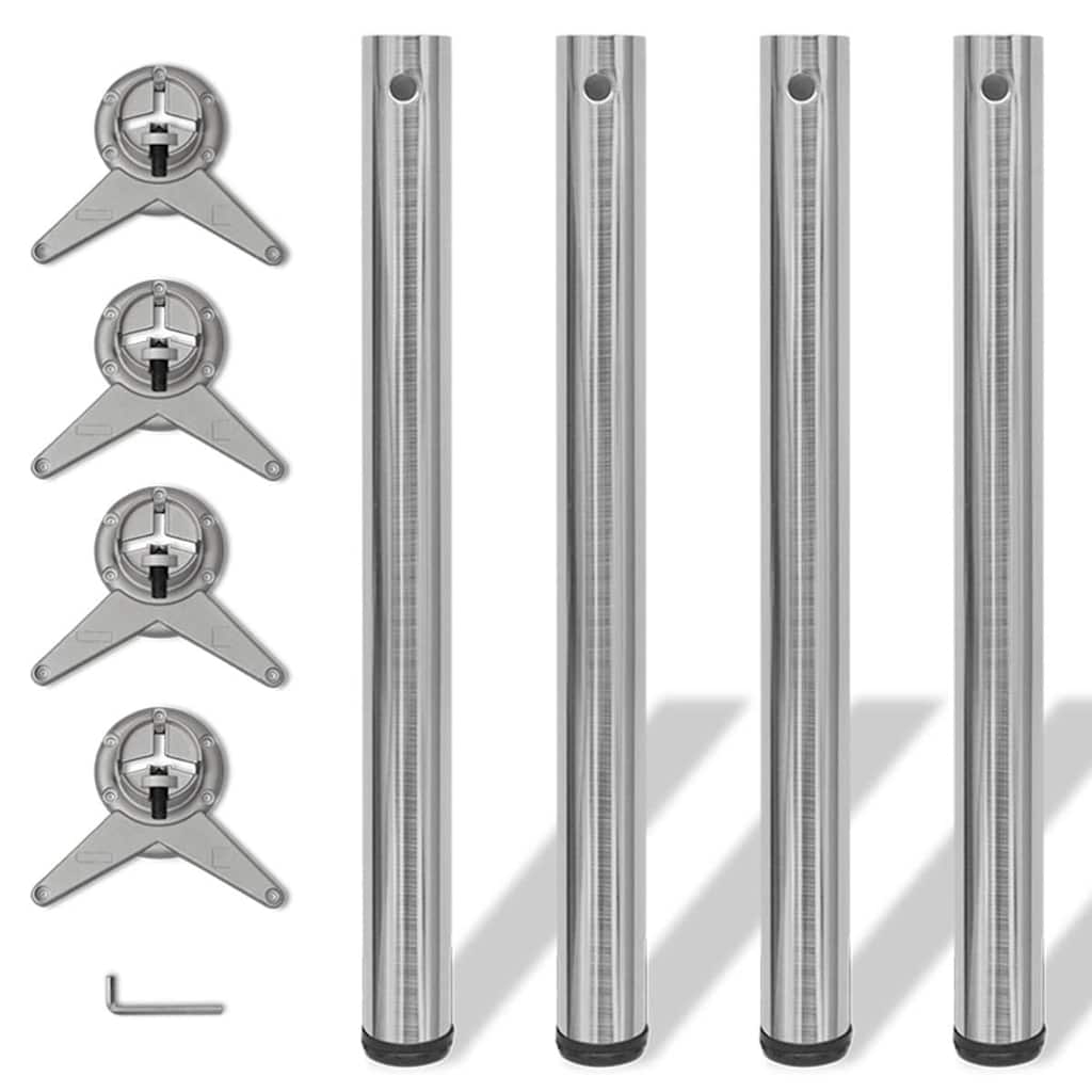 4 bordben, justerbar højde, børstet nikkel, 710 mm billede