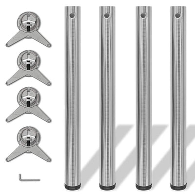 4 bordben, justerbar højde, børstet nikkel, 710 mm