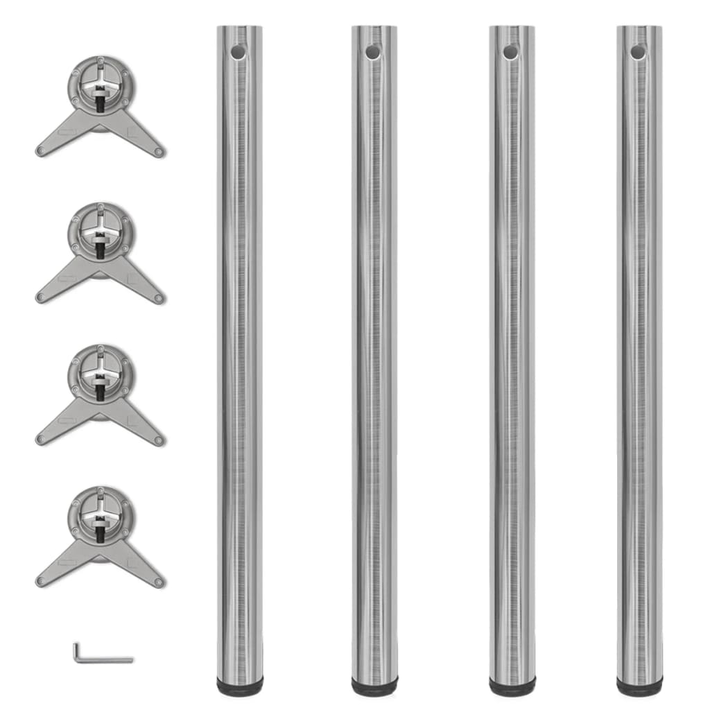 4 bordben, justerbar højde, børstet nikkel, 870 mm billede