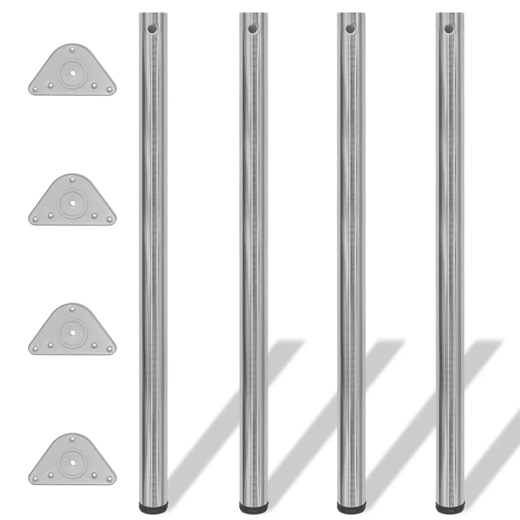 242147 4 Height Adjustable Table Legs Brushed Nickel 1100 mm billede