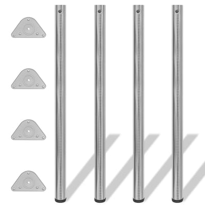 242147 4 Height Adjustable Table Legs Brushed Nickel 1100 mm