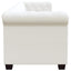 3-personers Chesterfield sofa kunstlæder hvid