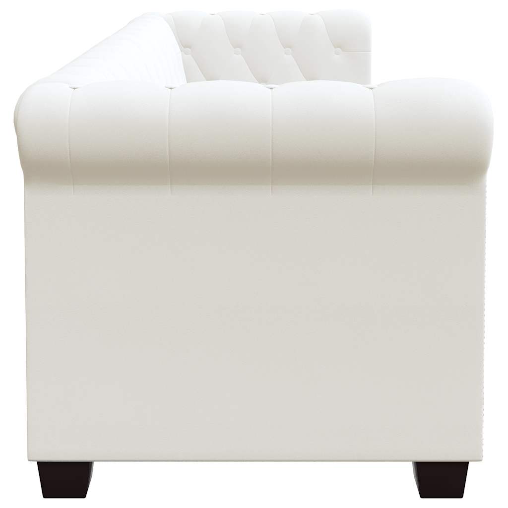 3-personers Chesterfield sofa kunstlæder hvid