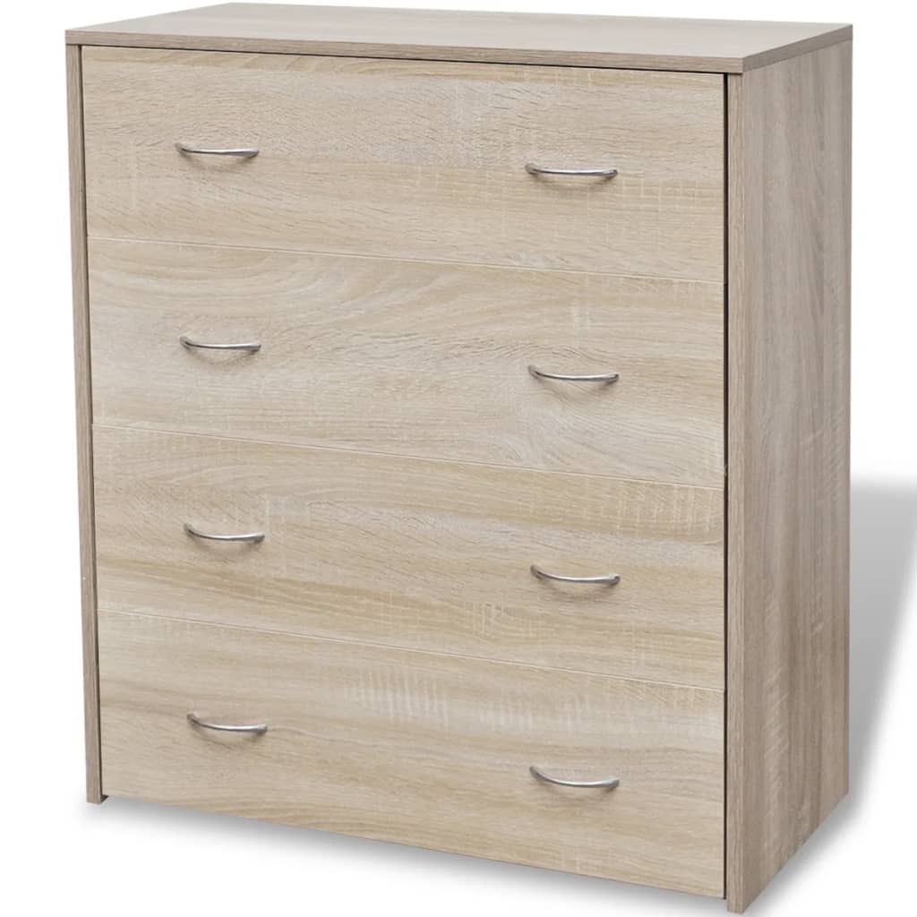 skænk med 4 skuffer 60x30,5x71 cm egetræsfarve