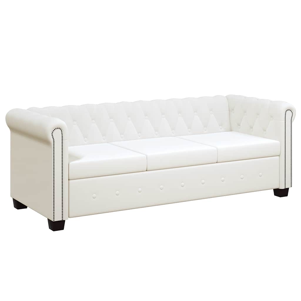 2-personers og 3-personers Chesterfield sofaer kunstlæder hvid