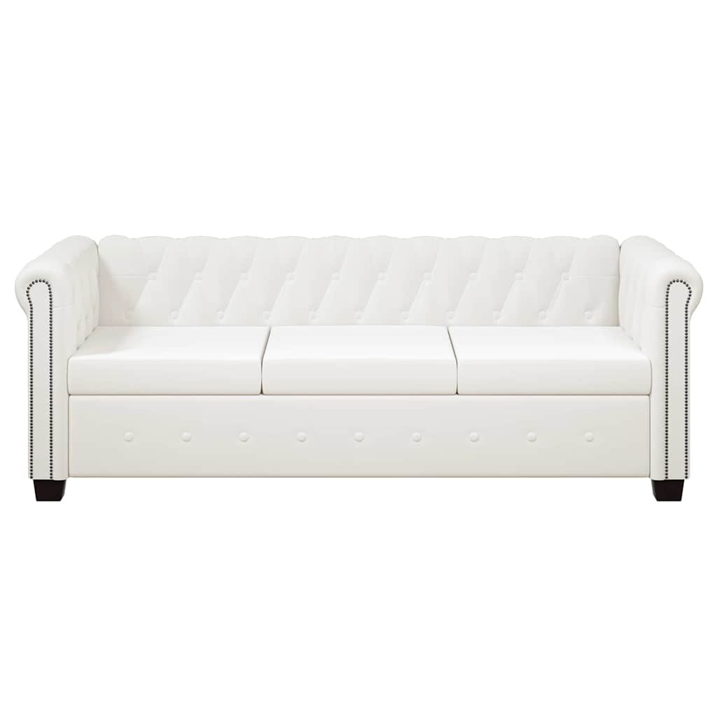 2-personers og 3-personers Chesterfield sofaer kunstlæder hvid