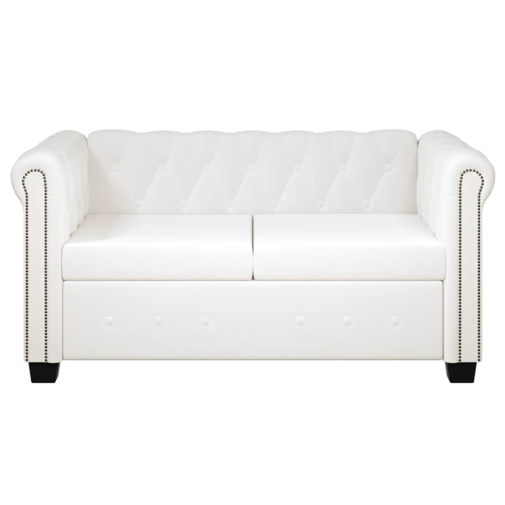 2-personers og 3-personers Chesterfield sofaer kunstlæder hvid