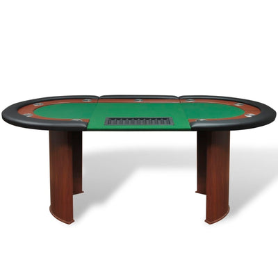 10 pers. pokerbord med dealerområde og jetonholder grøn