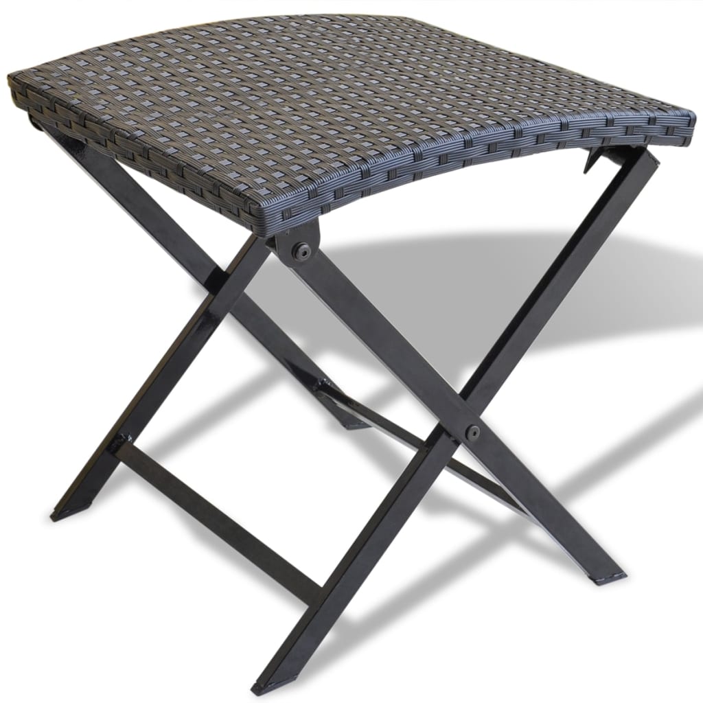 foldbar skammel polyrattan sort billede
