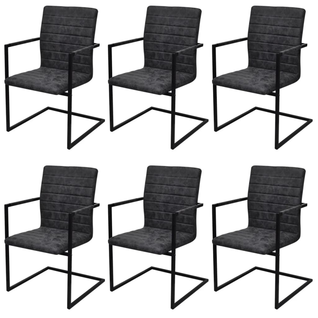 spisebordsstole med cantilever 6 stk. kunstlæder sort