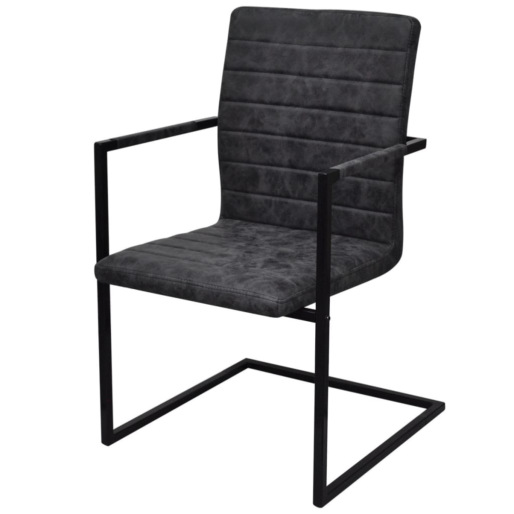 spisebordsstole med cantilever 6 stk. kunstlæder sort
