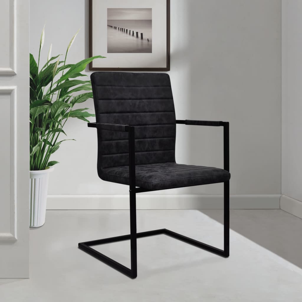 spisebordsstole med cantilever 6 stk. kunstlæder sort