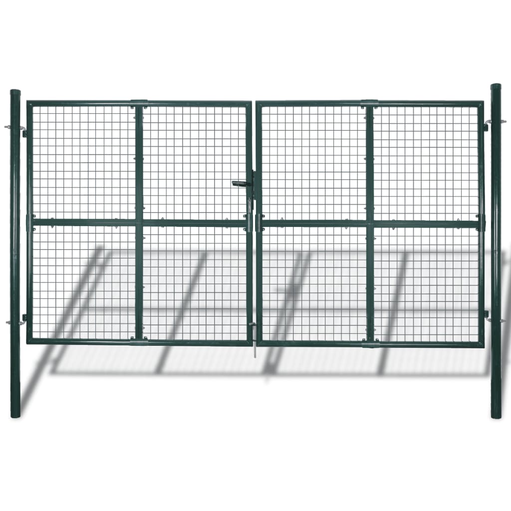 dobbeltdørshegnslåge 300x150 cm pulverlakeret stål