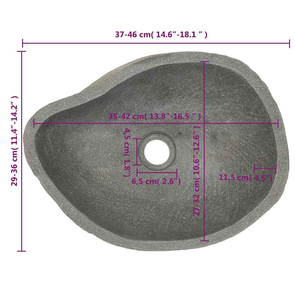 håndvask (37-46)x(29-36) cm oval flodsten