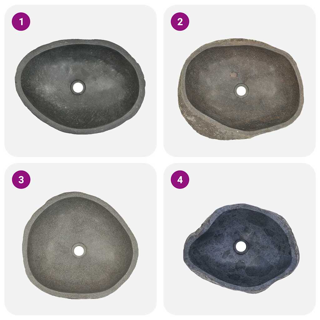 håndvask (45-53)x(34-41) cm oval flodsten
