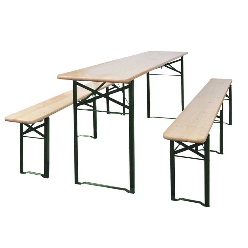 foldbart ølbord med 2 bænke 220 cm fyrretræ billede
