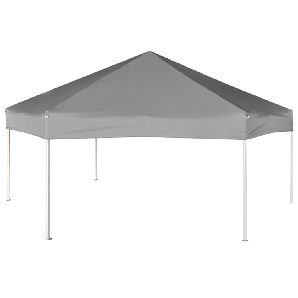 pop up-pavillon 6 sidevægge sekskantet 3,6x3,1 m grå