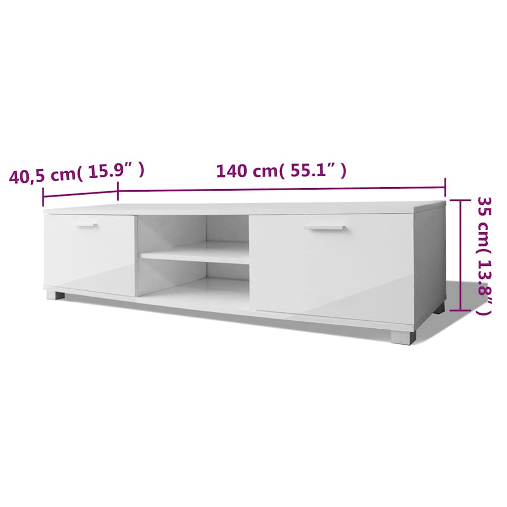 tv-bord 140x40,5x35 cm hvid højglans