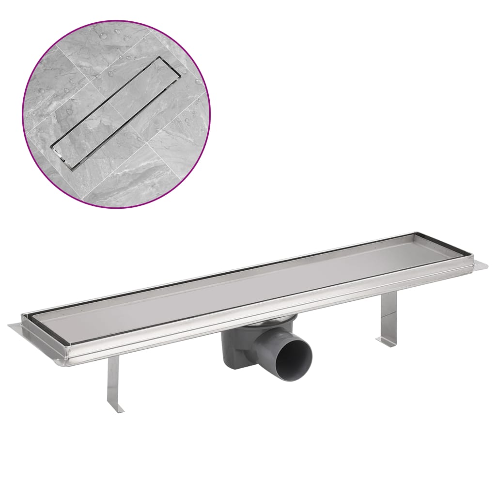 Lineært bruseafløb 530x140 mm rustfrit stål