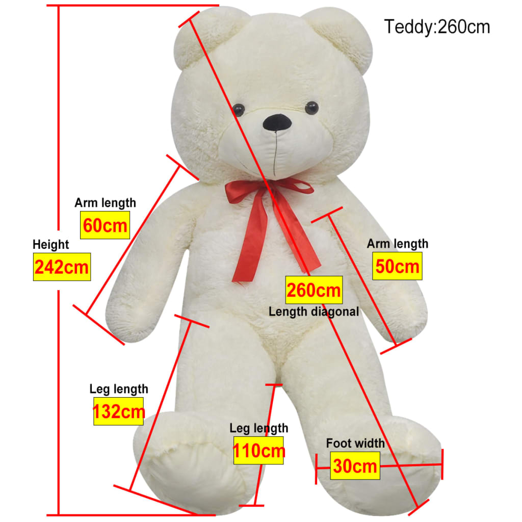 tøjbamse 242 cm plysstof hvid