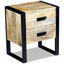 sidebord med 2 skuffer massivt mangotræ 43x33x51 cm