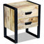 sidebord med 2 skuffer massivt mangotræ 43x33x51 cm